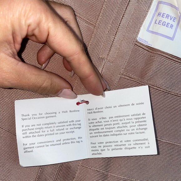 NWT Herve Leger Makayla Dress Rare Beige Nude Bandage XS NEW Mini - Picture 5 of 9